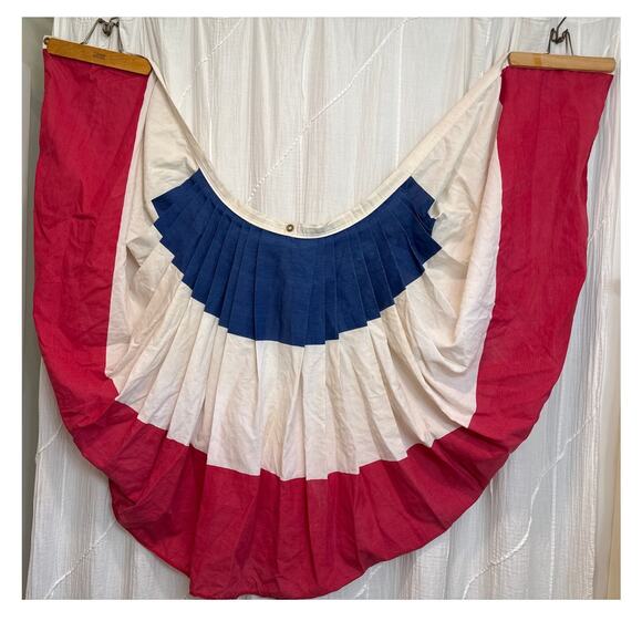 Pleated Full Fan Flag USA American Flag Patriotic Bunting Cotton Red White Blue - Picture 2 of 9